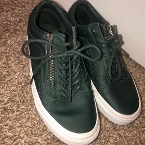 Dark green leather vans
